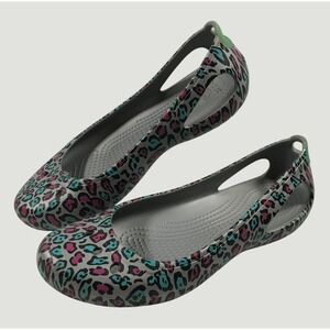 Crocs Kadee Colorful Leopard Print Slip-On Ballet Flats Women's US 9W EU 39.5